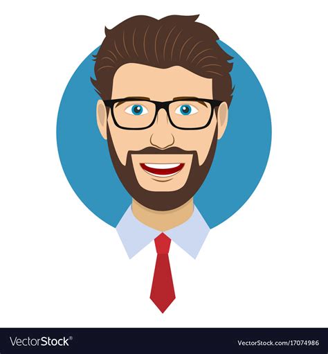 Man Character Face Avatar In Glasses Royalty Free Vector
