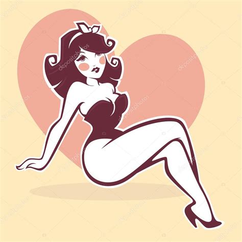 Sexy Pinup Girl On Beige Background Vector Greeting Card Stock Vector Image By ©tachyglossus