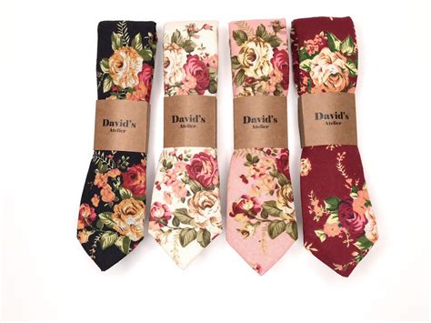Black floral tie, White floral tie, Pink floral tie, Burgundy floral tie, Floral skinny tie in ...