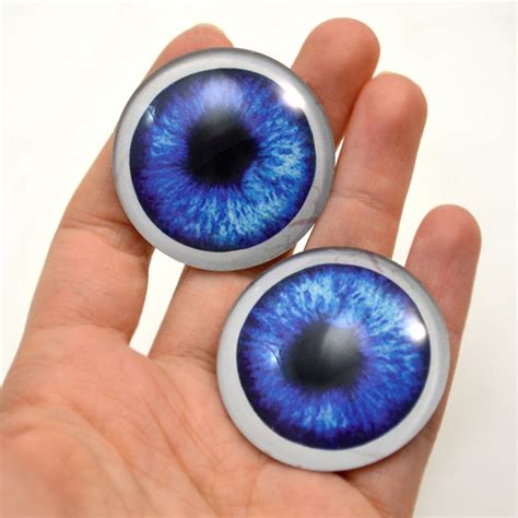 Dark Blue Anime Glass Eyes With Whites Handmade Glass Eyes