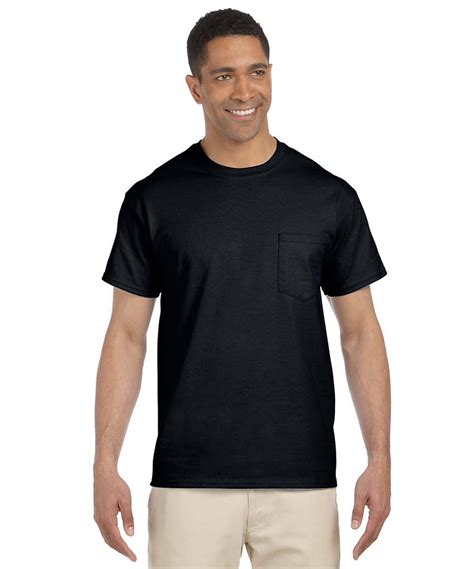 gildan short sleeve ultra cotton pocket t shirt black — dave s new york