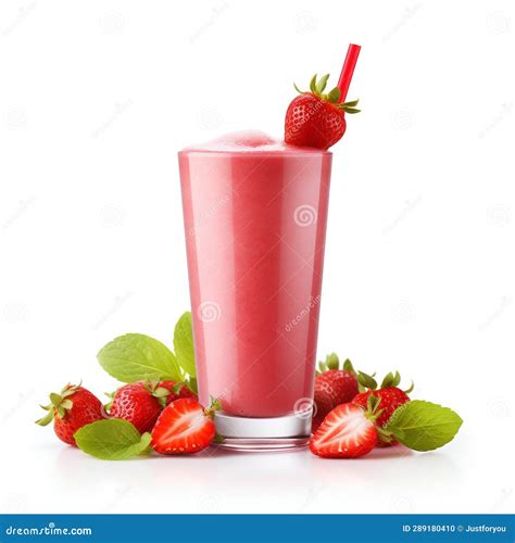 Strawberry Smoothie Isolated On White Generative Ai Stock Illustration Illustration Of
