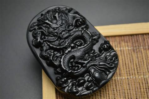 Cool Outstanding Natural Black Obsidian Carved Lucky Chinese Etsy