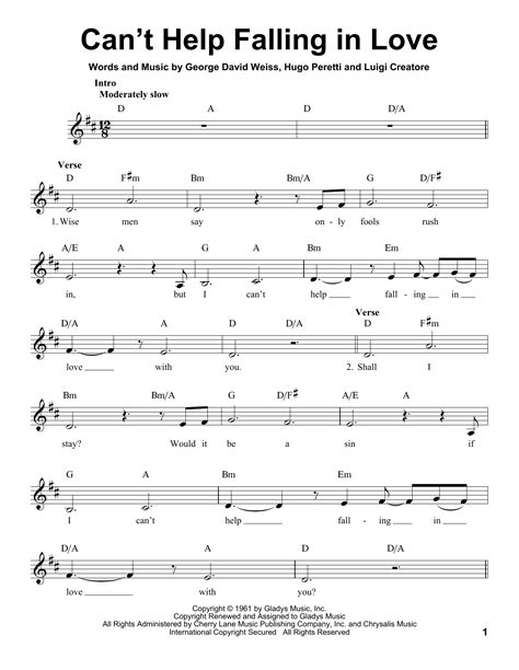 Can T Help Falling In Love Piano Sheet Music Pdf Music Sheet Collection