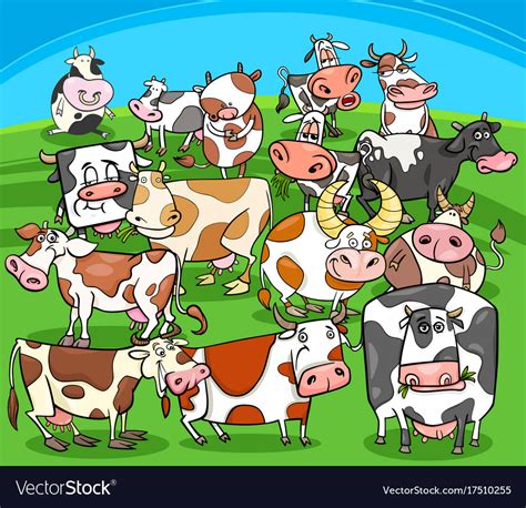 Cartoon Cows Farm Animals Group Royalty Free Vector Image