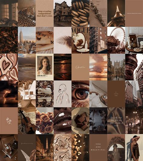 Brown Aesthetic Wall Collage Kit Nude Wall Photo Kit Boujee Etsy