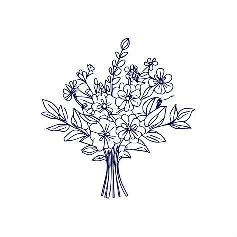 Premium Vector Flower Bouquet Line Art With Hand Drawn