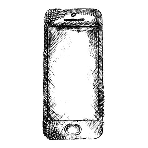 Hand Drawn Sketch Of Mobile Phone Front Isolated 1631500 Vector Art At