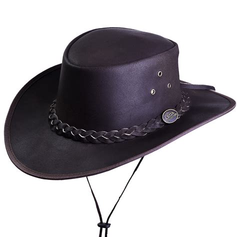 New Leather Cowboy Western Aussie Style Bush Hat Brown Menswomen