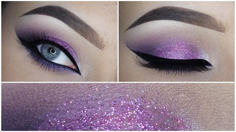 Easy Purple Eyeshadow Makeup Tutorial Glitter Youtube
