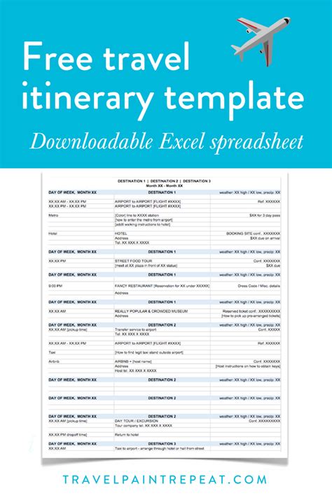 travel itinerary template    plan   trips