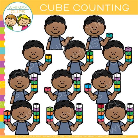 Kids Counting Math Cubes Clip Art Images And Illustrations Whimsy Clips