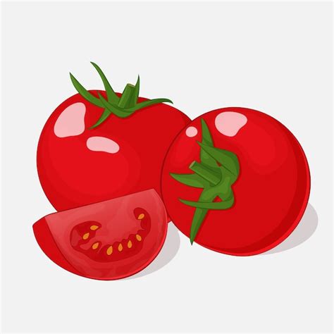 Premium Vector Bright Juicy Tomatoes On Grey Background In Cartoon Style