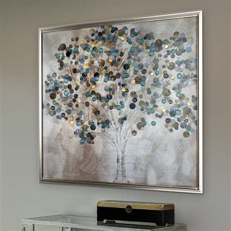 A Teal Tree Framed Painting Print Grey Wall Art Painting Frames