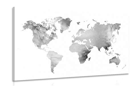 Obraz Mapa świata W Czarno Białej Akwareli Dovidopl