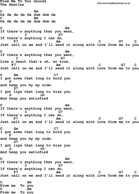 From Me To You Lyrics And Chords Easy Guitar Songs Guitar Chords