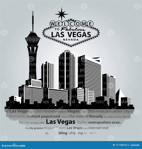 Vector Cityscape Of Las Vegas Stock Vector Illustration Of Reflection