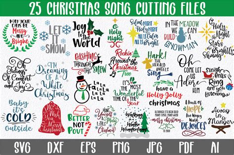 Christmas Song Svg Bundle With 25 Png Dxf Eps Svg Cut Files 135587