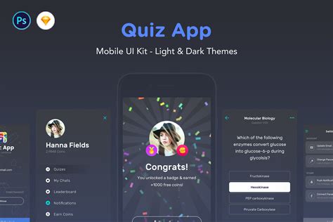 Quiz App Mobile Trivia Game Ui Kit Creative Photoshop