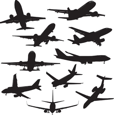 Silhouette Aircraft Set Vector 02 Free Download