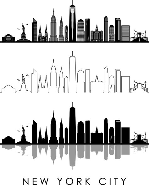New York City Usa Skyline Outline Silhouette Vector Svg Eps  Png In