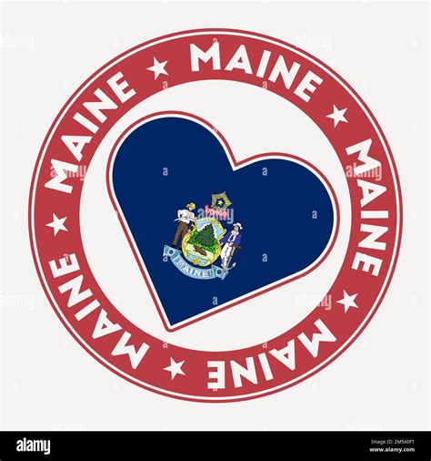 Maine Heart Flag Badge From Maine With Love Logo Support The Us State