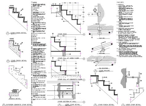 Construction And Structure Detail Drawing Of Staircase In Dwg File