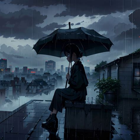 1080x1080 Resolution Hd Sad Anime Girl In Dark Rain 1080x1080