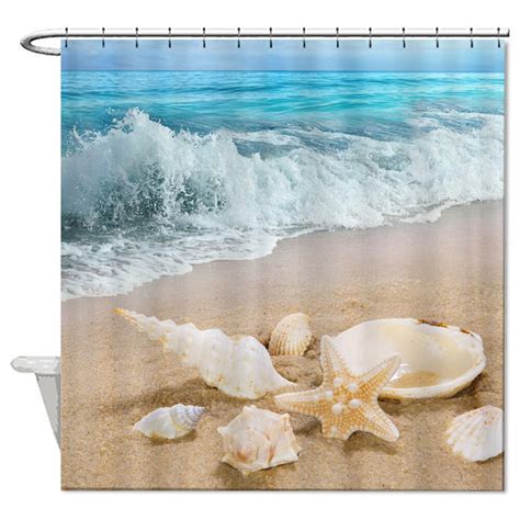 2017 Sea Shells Polyester Fabric Shower Curtains Bathroom Curtain