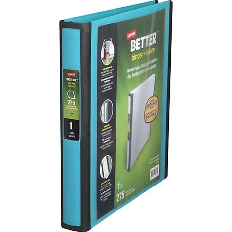Staples Better 1 Inch D 3 Ring View Binder Teal 13466 Cc Staples