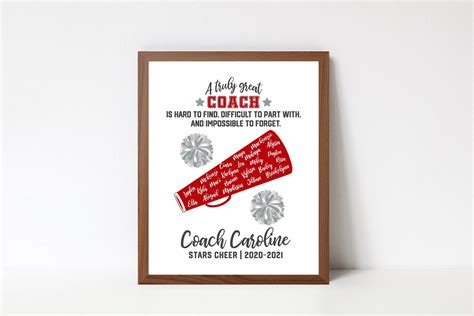 Cheerleader Coach Gift Cheerleader Gift Thank You Coach Art Coach