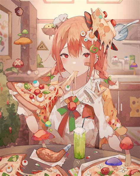 Umemaro Anime Anime Girls Food Anime Girls Eating Pizza Hd Phone