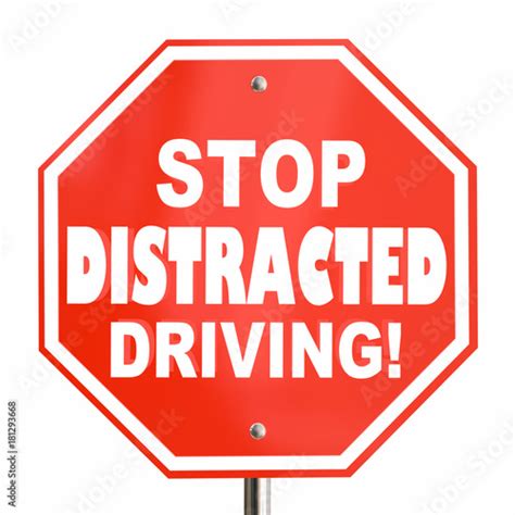 Stop Distracted Driving Sign No Texting 3d Illustration Stock
