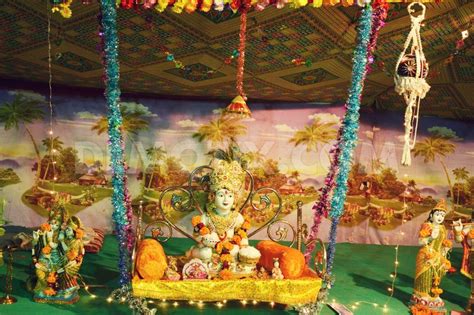 Hang things like flowers, lights, and torans on the mandir, decorating the entryway or edges. Janmashtami :Here Comes The Makhan Chor - Unusual Gifts