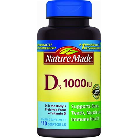 Nature Made Vitamin D3 1000 Iu Softgels 110 Ct