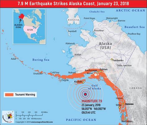 Alaska Earthquake Map Area Affected By Earthquake In Alaska