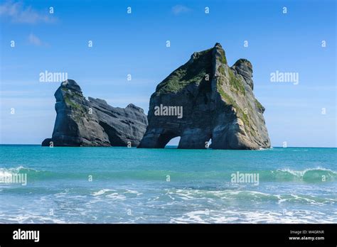 Archway Islands Wharariki Beach South Island New Zealand Stock Photo