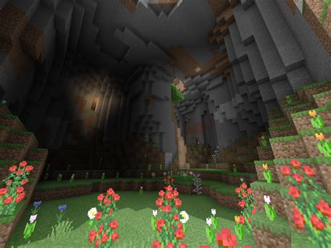 Bedrock Huge Cave At Spawn With Exposed Dungeon Inside Seed