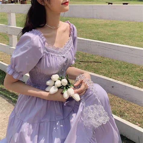 Vintage Floral Dress Women Elegant Lace Chiffon Korean Party Dress Puff Sleeve V Neck Midi Dress