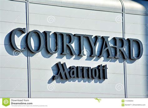 Sign Courtyard Marriott Company Signboard Courtyard Marriott Editorial