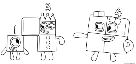 Numberblocks 1 3 4 One Two Four Coloring Pages Printable