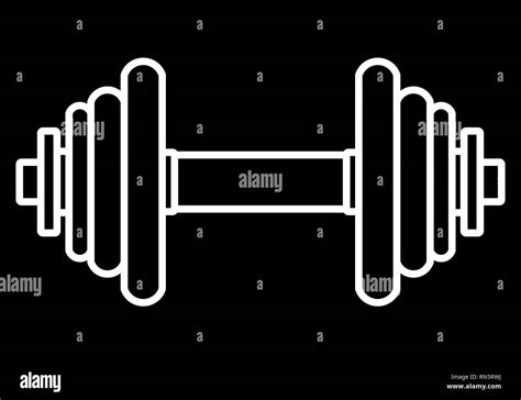 Weights Symbol Icon White Realistic Dumbbell Outline Isolated