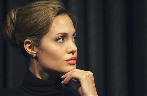 Hd Wallpaper Angelina Jolie Actress Women Brunette Hairbun Profile Wallpaper Flare