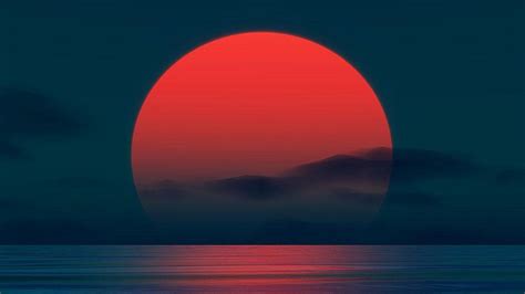 sunrise rising sun red dark dawn shimmering lake beautiful scenery 1920x1080 beeimg