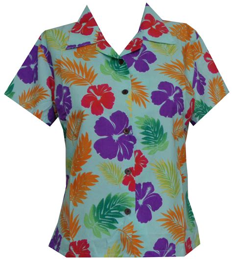 Hawaiian Shirt Women Floral Leaf Print Aloha Beach Top Blouse Casual Ebay