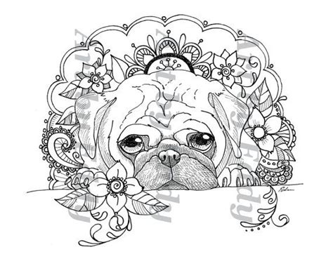 This Coloring Page Consists Of 1 Hand Drawn Image Of A Beautiful Pug