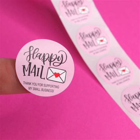 Pink Happy Mail Stickers Thank You For Supporting My Small Etsy