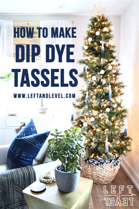 Diy Indigo Dip Dye Tassel Ornaments Left And Level