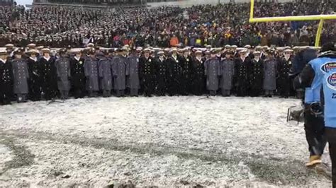 a combined choir of cadets from west point the u s military academy and midshipmen from