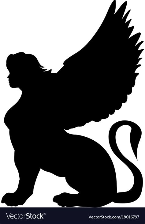 Sphinx Silhouette Ancient Egyptian Mythology Vector Image
